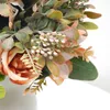 Schöne Herbst Orange Künstliche Pfingstrosen Blumen Seiden Rose gefälschte Pflanzen Accessoires Kunstgras Hochzeitsfeier Herbst Dekoration