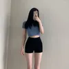 Kadın Kotları Kadın Denim Yaz Haruku Yüksek Bel Elastik Jean Şortu Seksi Sıska Sıska Moda Kore Stili Geniş Bacak Pantolon