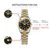 Wristwatches Fashion Full Steel Push Button Hidden Clasp Strap Women Watches Date Quartz Wristwatch For Ladies Female Clock Relogio Feminino