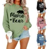 Sweatshirts New Winter Mamabear Bear Imprimé rétro rond Round Fashion Casual Longsleeved Women's Pull