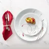 Dijksets Sets Wit en rood Ronde 12-delige Set Goudgerei houten plastic borden herbruikbare eetstokje Travel Silverwar