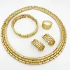 Dubai 18K Gold Plated Jewelry Sets For Women Cuban Chain Necklace Earrings Ring Bracelet Set Wedding Party 240402