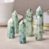 1pc Natural Crystal Point Fynchenite Healing Obelisk Reseda Quartz Wand Green Ornament for Home Decor Reiki Energy Stone Pyramid