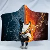 Bettingoutlet Feuer und Wasser Kapuze -Decke 3D Gitarre Sherpa Fleece Wearable Decke Erwachsene Musikinstrument Wurfdecke