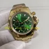 11 Style Chronograph Watch With Box Authentic Photo Quartz Chrono Mens 40mm Yellow Gold 116508 Green Dial 904L Steel Bracelet 116500 116520 Sport Watches