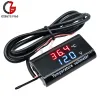 IPX6 CAR MOTORCYCLE Digital Voltmeter Thermometer DC 8-18V 12V Batteritester Vattentät spänningsmätare Temperatursensor Mätare