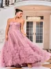 Partyklänningar som säljer älskling halsringning axelpakelös bodice a-line prom klänning elegant öppen rygg snörning speep tågklänningar för kvinnor