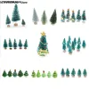 1-12pcs Pequeño bricolaje árbol de Navidad Pino falso Pino mini Botella de hermana Cepillo de Navidad Santa Santa Nieve Village House