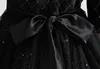 Beauty Black Half manches Jewel Girl's Birthday Robes de fête Robes de concours de fille Robes de fleur de fleur Jupes de tous les jours.