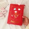 Notebooks Cute Pink Red Sakura Anime Looseleaf Diary Notebook Colorful Pages Spiral 6 Holes Binder Notepad Journals Planner Stationery