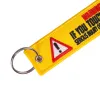 Retirer en gros avant le vol de clé Keychain Key Ring Broderie Buckles for Motorcycle Tissu Key Tag Yelloew Danger