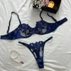 2024 Broderie florale lingerie sexy set femmes fines dentelle transparente