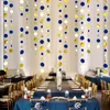 11 ft Navy Blue Gold Beige Paper Circle prickar Garland hängande papper polka dot streamer kunglig blå födelsedag baby shower dekoration