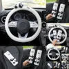 New Cute Cartoon Panda Doll Plush Universal Steering Wheel Auto Seatbelt Cover Imitate Lamb Wool Winter Car Accessories