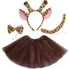 Girafe Set Animal Orees Tail Bow Tie Tutu Jupe fantaisie pour enfants adultes Consieur d'anniversaire Cosplay Halloween