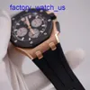 Hot AP Wrist Watch Men's Watch Royal Oak 26420ro Black Disc Chronograph Rose Gold Watch Automatic Mécanique Swiss Luxur Luxury Sports Sports Watch Full Diamètre 43 mm