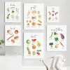 Watercolor Food Poster Print Fruit Vegetables Bread Cheese Pasta Nuts Canvas Painting Picture Wall Decor Kitchen Home Decoration