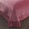 Crystal Velvet Quilted Bed Sheet Plush Queen King size Ruffle Bedspread Thicken Quilted Flat Sheet Solid Color Bed Cover
