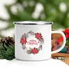 Truck Print Enamel Mug Creative Christmas Vintage Coffee Wine Cups Drink Dessert Cocoa Milk Cup Cake Mugs Handle Drinkware Gift