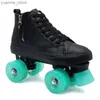 Inline rolschaatsen microfiber leer casual ademende volwassen unisex dubbele rij quad roller skates schoenen zipper glijdende sport sneaker 4 wielen y240410