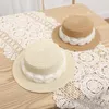 Wide Brim Hats Sunshade Fashion Straw Hat Handmade Grass Weaving Rose Flower Lace Beach Sun Caps Wear-resistant