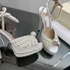 Sandali Summer Fish Mouth Pearl Mesh Square Capanna Scarpe da sposa Abito ad alta festa High Waterproof Platform Women's