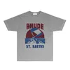 RHude T-Shirts Designer T-Shirts für Männer und Frauen Trendy Marke T-Shirts Mode Summer Shorts RH024 Brave the Wellen bedruckte kurzärmelige T-Shirt-Größe S-XXL