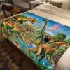 Primeval Forest Jurassic Park Throe Blanket Dinosaurios Worlds Plush Cober