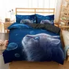 Ensemble de couvercle de couette de chats pour boy girl mignon animal imprimé litière ensemble de bidons de compagnie couverture de couette en microfibre douce Twin / Queen / King Size