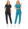 Women'S Two Piece Pants Womens Solid Color Spa Threaded Clinic Work Suits Tops Uni Scrub Pet Nursing Uniform Drop Delivery Apparel