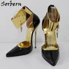 Sorbern Vintage 16 cm Bombe Black Boy Sissy Boy Crossdresser STILETTOS Alta alça de tornozelo com Lock Special Arch Shoes Custom Color