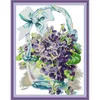 Violett gestempeltes Kreuzstich -Kit Aida 14ct 11CT Count Canvas Stoffnadelkit DIY Blumenmuster Stickerei Home Dekoration