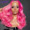 13x6 ombre pêssego rosa #613 onda corporal colorida renda frontal peruca clara rosa 13x4 transparente renda frontal perucas de cabelo humano para mulheres