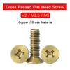 50-100 PCS Copper Copper Cross Resette à tête plate Vis à tête plate M2 M2.5 M3 Vis Phillips à tête de tête comptmatique pour électronique