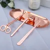 4pcs/kit Candle Bell Snuffer Wick Trimmer Hook Tray Luxury Steel accessory Holder Scissors Home Decor Rose Gold Silver Black