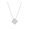 Van Micro inlaid zircon light luxury four leaf flower exquisite necklace female lucky grass niche design trendy collarbone chain earring set