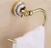 Pierścienie ręczników Solidny mosiężny złoty ręcznik, wieszak na półkę do łazienki luksusowe akcesoria do łazienki na ścianie uchwyt na ręcznik
