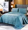 Velvet luxueuze fluwelen velours super zachte pluche warme gezellige cirkel streep gewatteerde deklaag set set, king queen size 3pcs