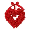 Dekoracyjne kwiaty w kształcie serca wieniec kwiatowe róże drzwi girlandy na domowe wesele walentynki dekoracja czerwona 16 -calowe wieńce lite