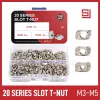 65/150/200 PCS 2020 Series T-NUT SET HAMMER HEAD T NUTS KIT M3 M4 M5 Kontakt Nickelpläterad för aluminiumprofiltillbehör