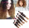 trecce di ombre Jerry Curly Cuci in Estionsioni per capelli Tress Ombre Brown Kanekalon Sintetico intrecciato Burgundy Colore Weave Bund2093653