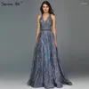 Parti Elbiseleri Mavi Halter Kristal A-Line Prom Dressese Tasarım 2024 Gerçek Po Slegisiz Seksi Elbise Sakin Hill BLA70158