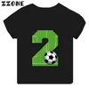 T-shirt Numero di calcio Bow Stampa vestiti per ragazzi divertenti 1 2 3 4 5 6 7 8 9 anni Birthday Calcio Cartoone Tanda per bambini T-shirt 240410