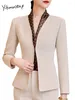Damespakken Yitimuceng Casual Blazers For Women 2024 Kantoor dames mode mode lange mouw jassen vintage massief half high kraag jas