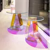 Dispositivo laterale acrilico Nordico Designer rotondo colorato arcobaleno chiaro acrilico arte iridescente tavolino da caffè mobili