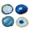 Dalle d'agate bleu naturel pour décoration de maison, minéral en cristal, base de tasse, tranche d'agate druzzy, pierre décorative, 10-12 cm, 1pc