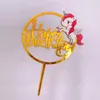 Novo chefe de acrílico Feliz Aniversário Bolo Topper fofo Cupcake de menino para crianças Decorações de bolo de festa de aniversário