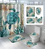 Turtle Sea Horse Dolphin Print douchegordijn Set badkamer badscherm antislip toilet deksel deksel tapijt tapijten home decor 2205052874686