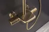 Messing thermostatische geborstelde gouden waterval douchedouche set badkamer mixer tap luxe bad douchekraan wandmontage
