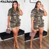 Plus Size Women S4XL 5XL Sexy Streetwear Camo Pockekts Zipper Jumpsuits Camouflage Printed Romper Playsuits Overalls 240410